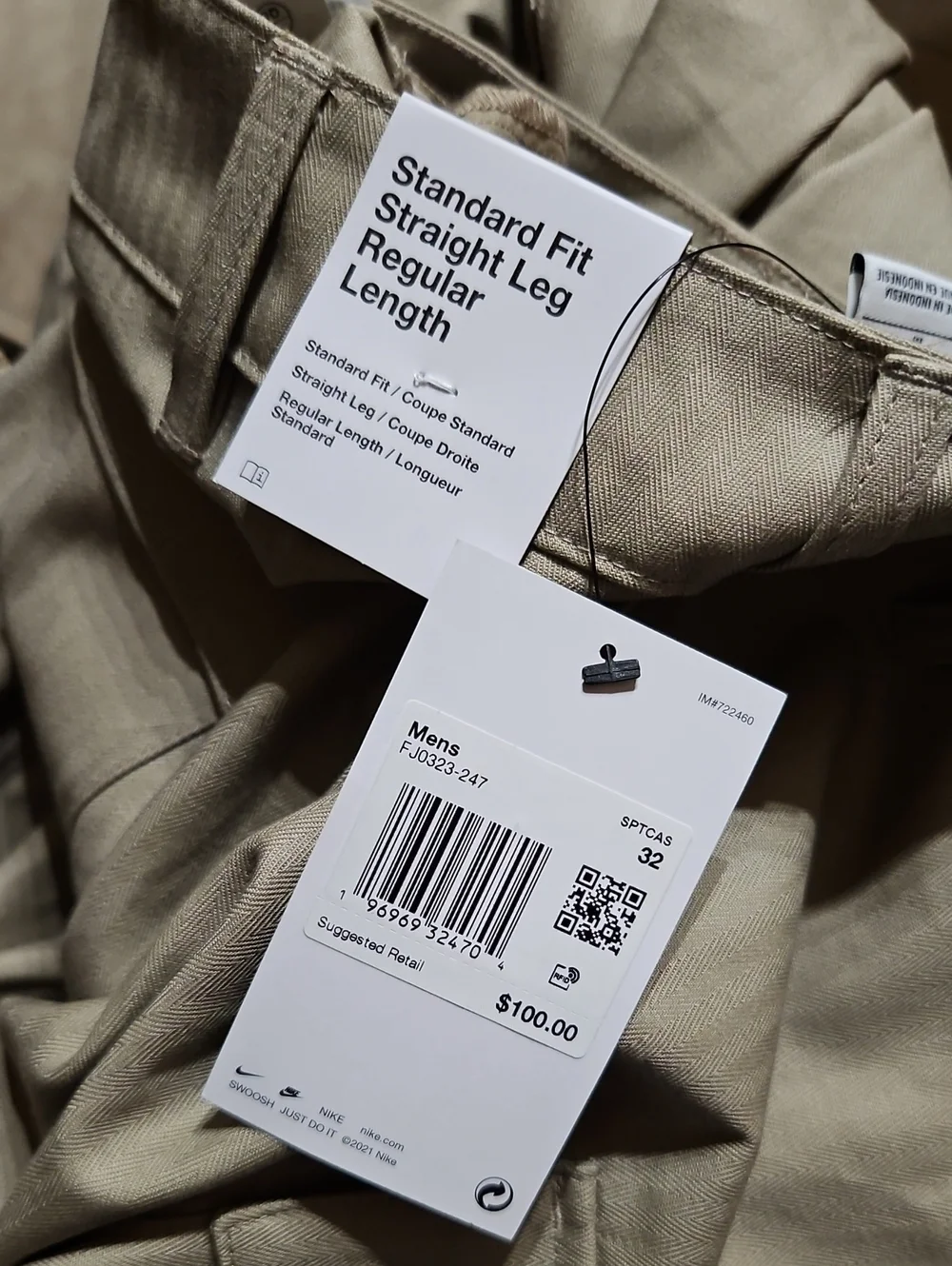Nike Life Cargo Pants Trousers Straight Leg Baggy Khaki Tan NWT